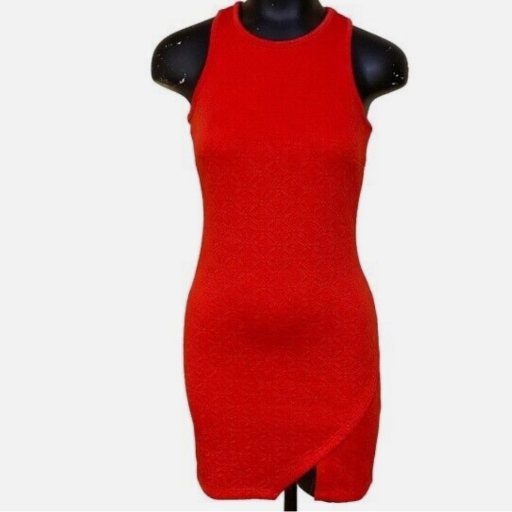 Romeo & Juliet Couture Red Asymmetrical Slit Mini Dress